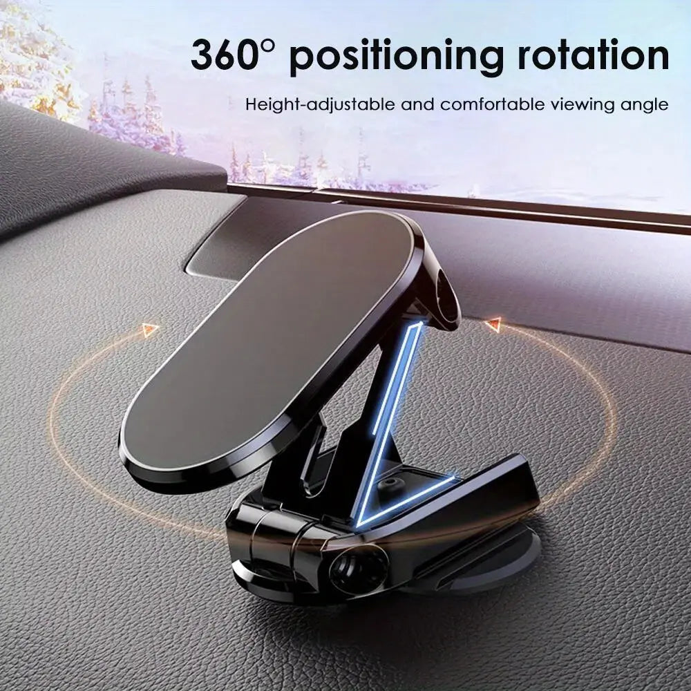 2Pcs Alloy 360° Rotatable Magnetic Car Phone Mount, Foldable Vehicle Phone Holder, Magnetic Phone Mount