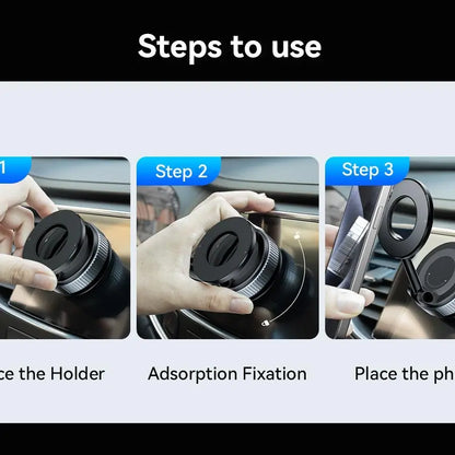 Magnetic Suction Cup Phone Holder, 360° Adjustable Magnetic Cell Phone Mount, Pocket-Sized Foldable Portable Phone Holder for All Smartphones, Cellphone Stand, Phone Holder for Car, Magnetic Phone Holders