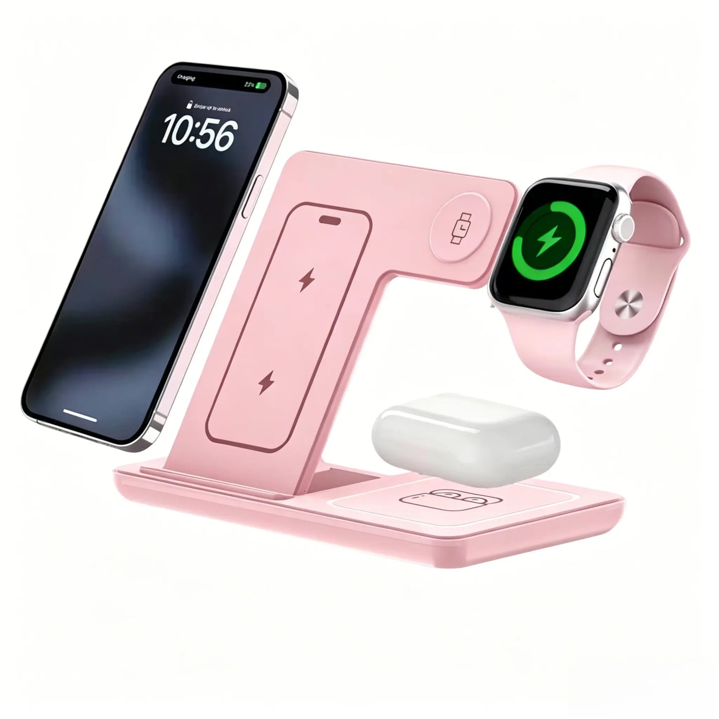 3-In-1 Wireless Charging Station, Fast Multifunctional Charger Stand for Iphone 17 to 11 Series, Apple Watch 11 to 1 Series, and Airpods 4/3 Pro, Portable, Foldable, Travel-Ready Charging Accessory