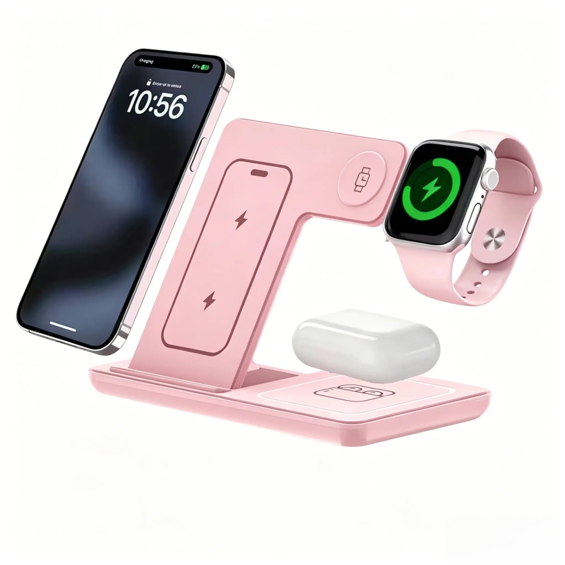 3-In-1 Wireless Charging Station, Fast Multifunctional Charger Stand for Iphone 17 to 11 Series, Apple Watch 11 to 1 Series, and Airpods 4/3 Pro, Portable, Foldable, Travel-Ready Charging Accessory