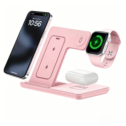 3-In-1 Wireless Charging Station, Fast Multifunctional Charger Stand for Iphone 17 to 11 Series, Apple Watch 11 to 1 Series, and Airpods 4/3 Pro, Portable, Foldable, Travel-Ready Charging Accessory