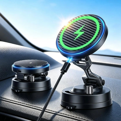 360° Rotatable Magsafe Car Mount, 15W Fast Wireless Charger, Strong Magnetic