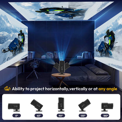 New Hy320Mini 4K Native 1280*720 Android 11 1080P Projector 390ANSI Wifi6 BT5.0 Cinema Outdoor Portable 180° Rotable Projector