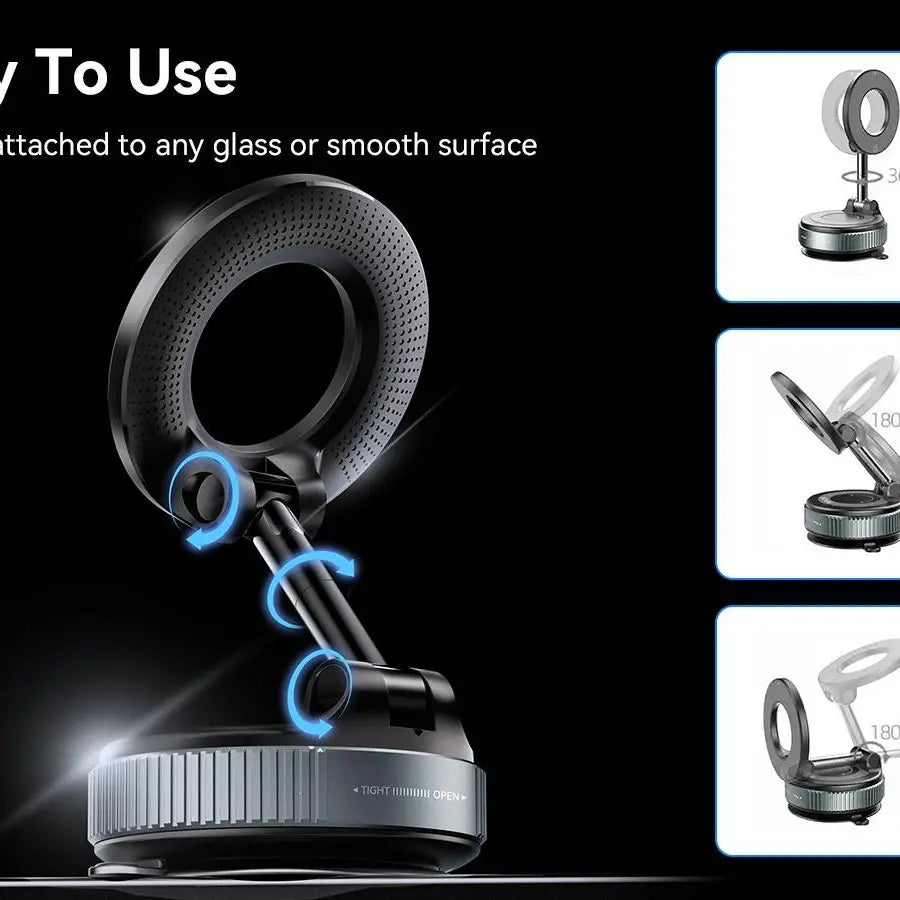 Magnetic Suction Cup Phone Holder, 360° Adjustable Magnetic Cell Phone Mount, Pocket-Sized Foldable Portable Phone Holder for All Smartphones, Cellphone Stand, Phone Holder for Car, Magnetic Phone Holders