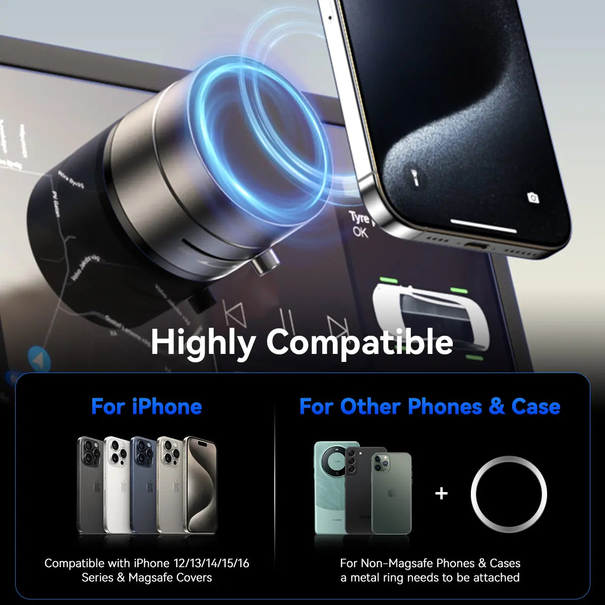 Vacuum Magnetic Suction Phone Holder,Xo Upgraded 360° Adjustable Suction Cup Car Phone Mount,Hands-Free Cell Phone Holder for Car/Gym/Mirror/Smooth Surface,Compatible with Iphone 17/16/15/14/13/12 Series