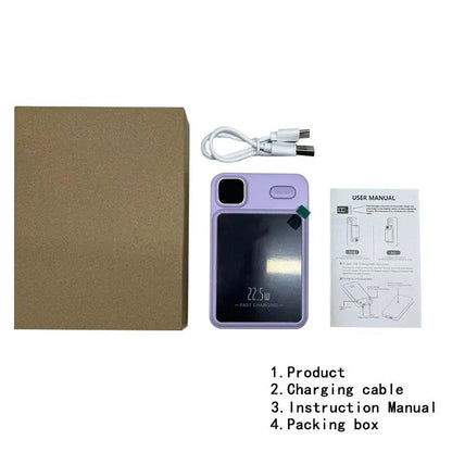 Portable Magnetic Mini Power Bank, 5000 Mah 15W Fast-Charging Backup Battery with LED Digital Display for Outdoor Travel & Emergency