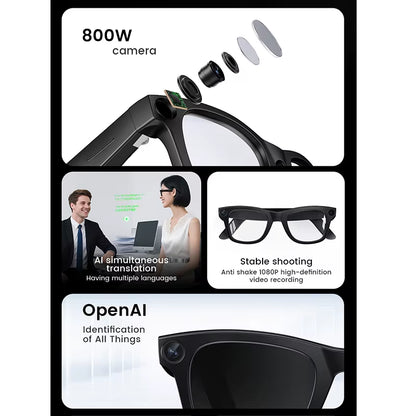 2026 Smart Glasses HD Photo Video Openai Record Translation Touch Photochromic Lenses Bluetooth Call Music Multifunction Glasses