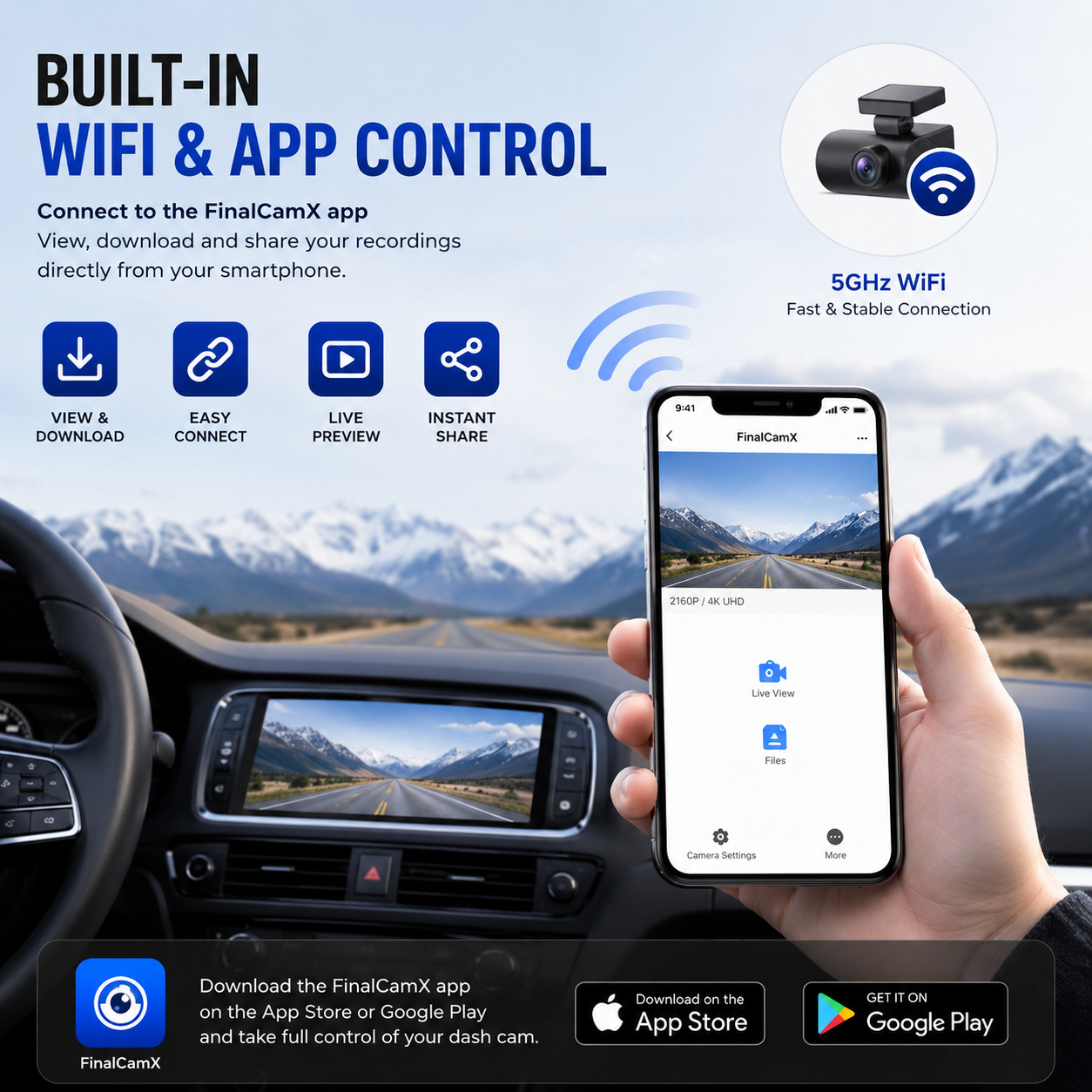 4K Dash Cam with WiFi & GPS