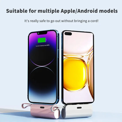Compact Portable Wireless Rechargeable 5000Mah Emergency Power Bank, Supports Ios and Type-C Output, Large Capacity Battery Pack