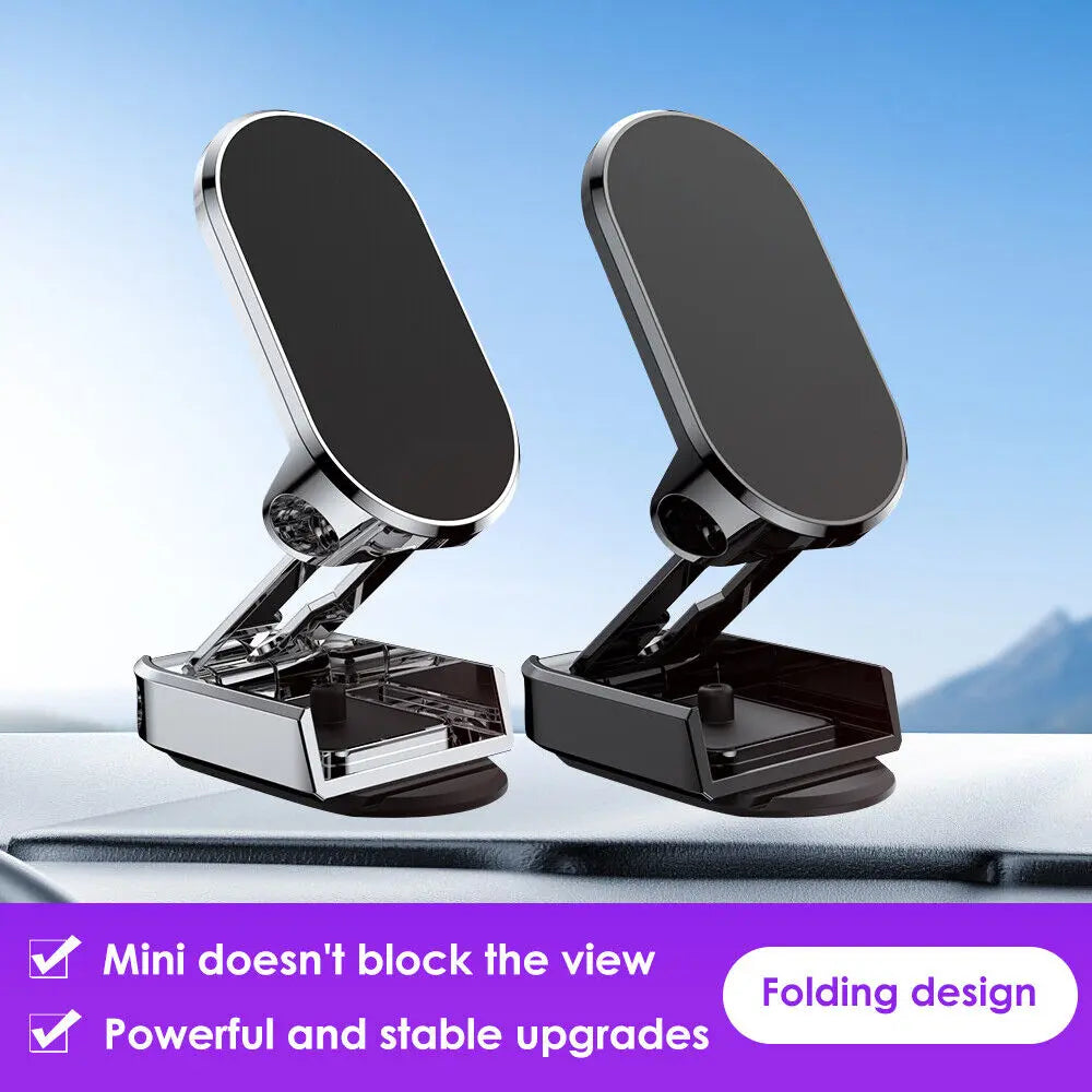 2Pcs Alloy 360° Rotatable Magnetic Car Phone Mount, Foldable Vehicle Phone Holder, Magnetic Phone Mount