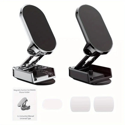 2Pcs Alloy 360° Rotatable Magnetic Car Phone Mount, Foldable Vehicle Phone Holder, Magnetic Phone Mount