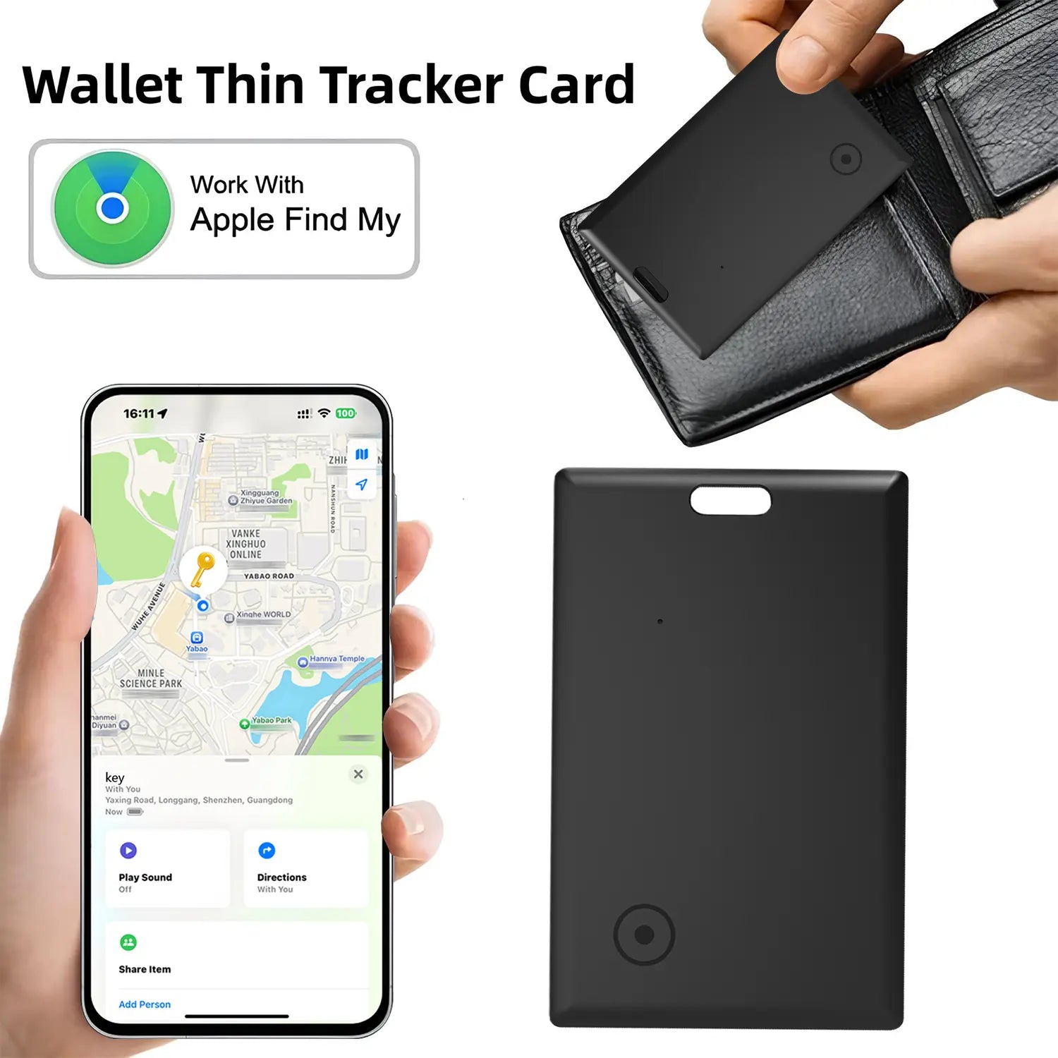 Mfi Certified Bluetooth Wallet Tracker Card with Keyhole Slot, Findmy Sync GPS Trackers for Wallet/Keys, Ios-Only Locator, 5-10 Year Long-Lasting Battery Phone Accessory, Ideal Mothers' Gifts, Tools and Gadgets, Cool Mom Gadgets