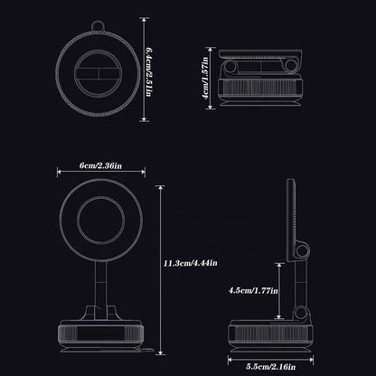 Magnetic Suction Cup Phone Holder, 360° Adjustable Magnetic Cell Phone Mount, Pocket-Sized Foldable Portable Phone Holder for All Smartphones, Cellphone Stand, Phone Holder for Car, Magnetic Phone Holders