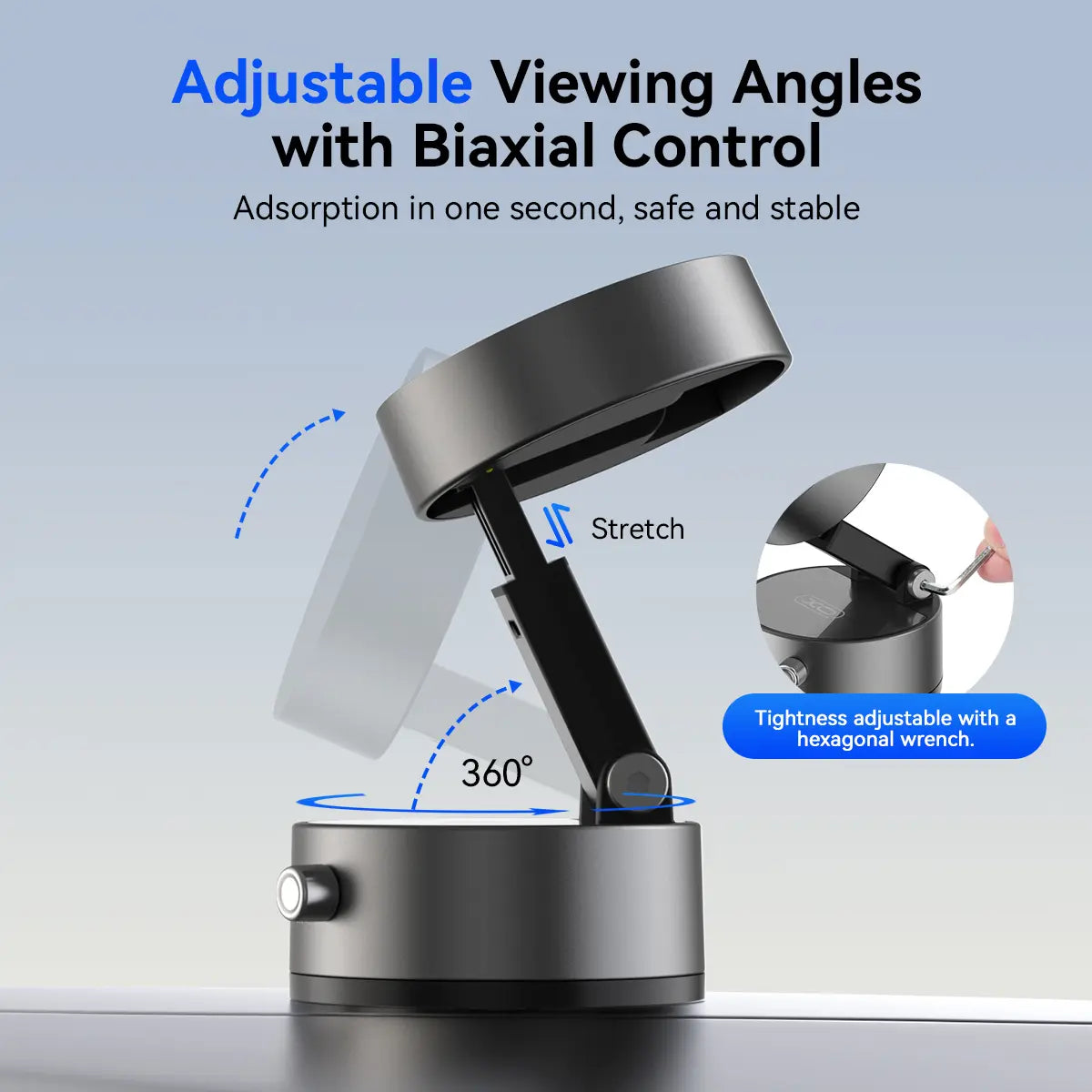 Vacuum Magnetic Suction Phone Holder,Xo Upgraded 360° Adjustable Suction Cup Car Phone Mount,Hands-Free Cell Phone Holder for Car/Gym/Mirror/Smooth Surface,Compatible with Iphone 17/16/15/14/13/12 Series