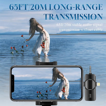 3 in 1 Wireless Lavalier Microphone for Iphone, Ipad, Android, Camera,12-Hour Battery, Mini Noise Reduction Recording Mic 2.4G Ultra-Low Delay, Microphone for Vlog/ Tiktok/Youtube Live Stream( 3 Mic)