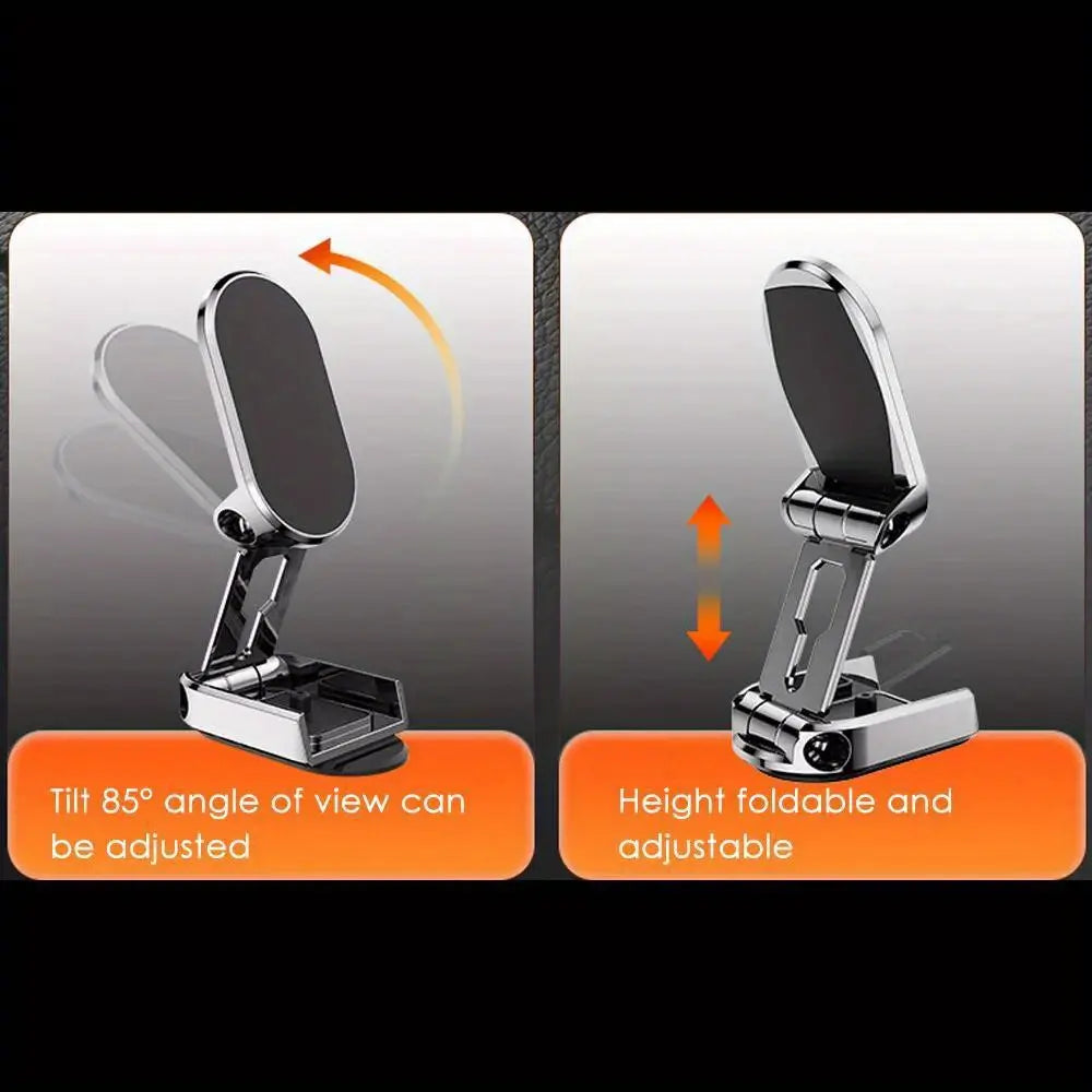 2Pcs Alloy 360° Rotatable Magnetic Car Phone Mount, Foldable Vehicle Phone Holder, Magnetic Phone Mount