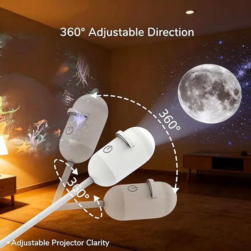 Galaxy Projector 2-In-1 Starry Sky Projector & Night Light USB Galaxy Projector Night Light for Bedroom Hallway Ceiling Decor (1 Light+3 Pcs)