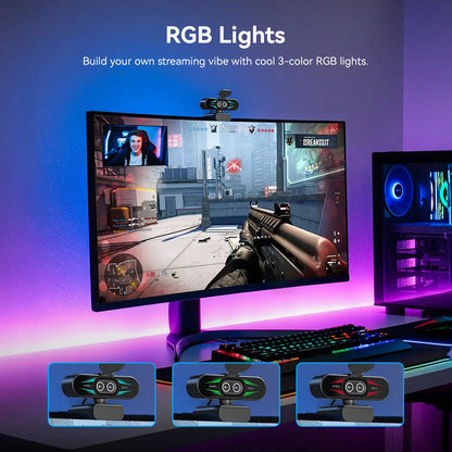 EMEET C60E 4K Dual Webcam with Remote, Dual Camera & RGB Light 4K@30Fps/1080P@60Fps Streaming Camera, 11X Zoom, Auto Focus, USB Webcam with Microphone & Physical Privacy Cover, OBS, Zoom, Teams, Gaming, Streaming, Tiktokshopspringglowup, Summervibes Tikto