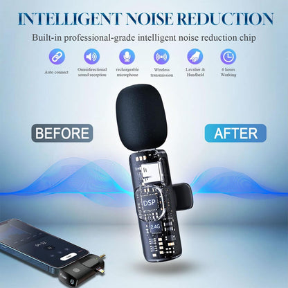 3 in 1 Wireless Lavalier Microphone for Iphone, Ipad, Android, Camera,12-Hour Battery, Mini Noise Reduction Recording Mic 2.4G Ultra-Low Delay, Microphone for Vlog/ Tiktok/Youtube Live Stream( 3 Mic)