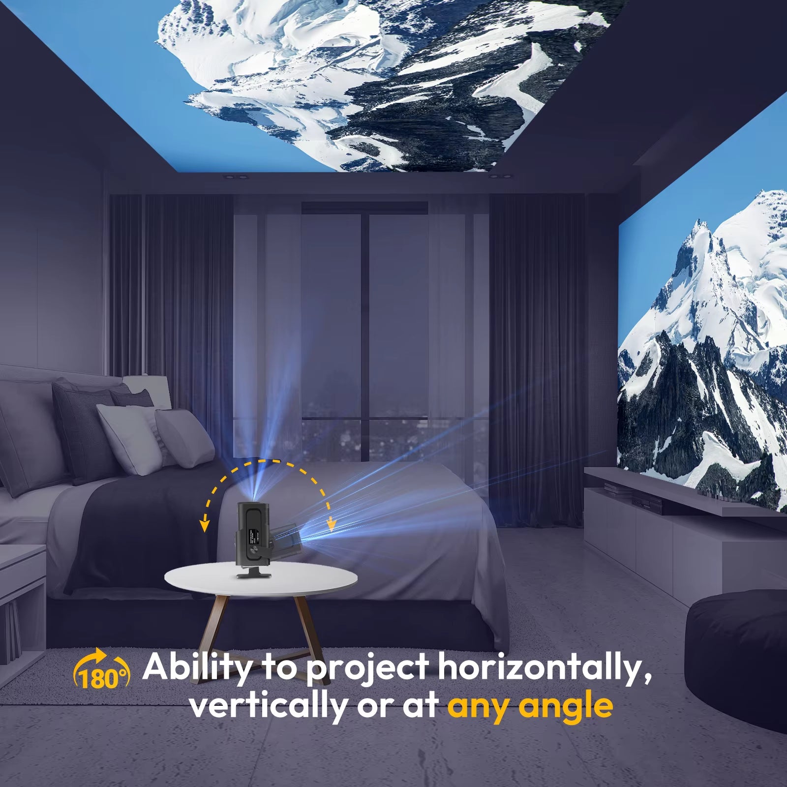 New Hy320Mini 4K Native 1280*720 Android 11 1080P Projector 390ANSI Wifi6 BT5.0 Cinema Outdoor Portable 180° Rotable Projector