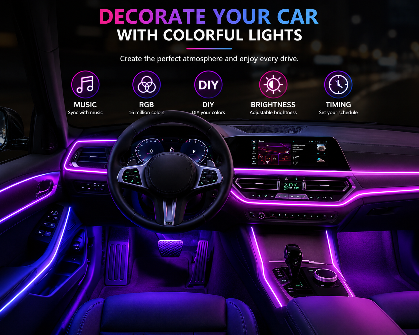 LED Car Interior Ambient Light Kit