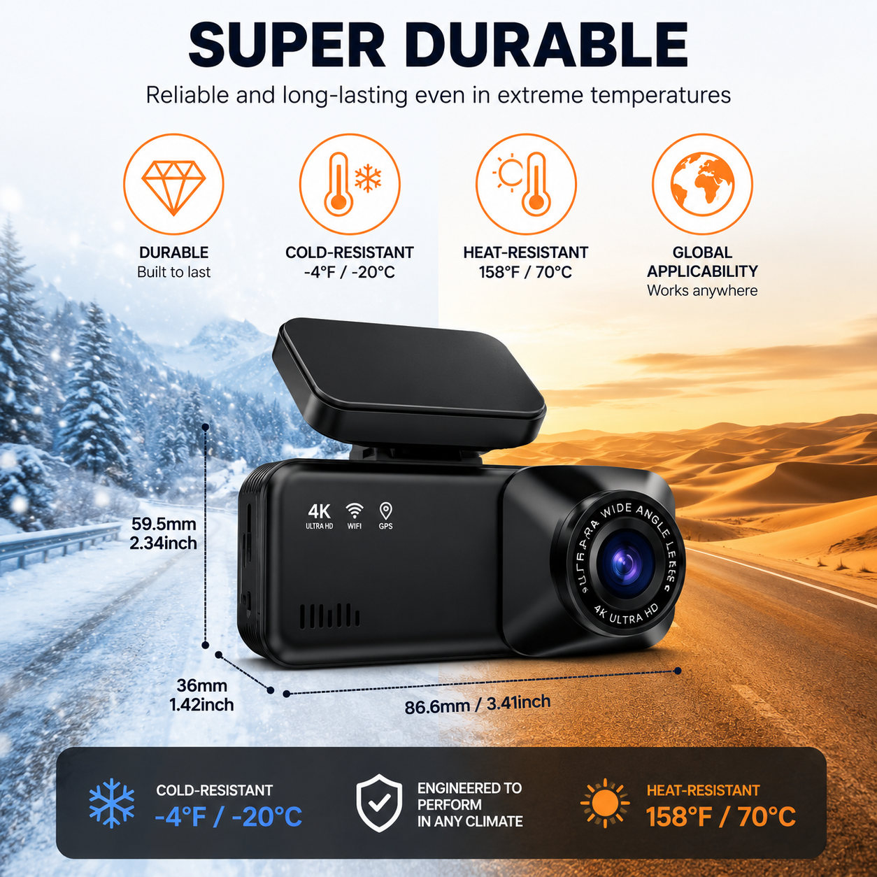 4K Dash Cam with WiFi & GPS