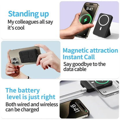10000Mah Magnetic Power Bank - Portable Mobile Charger with Foldable Stand, LED Digital Display, for Iphone, Android, Smartphone, Back to School Haul Tools and Gadgets, Compact Travel Gifts for Him Battery Pack