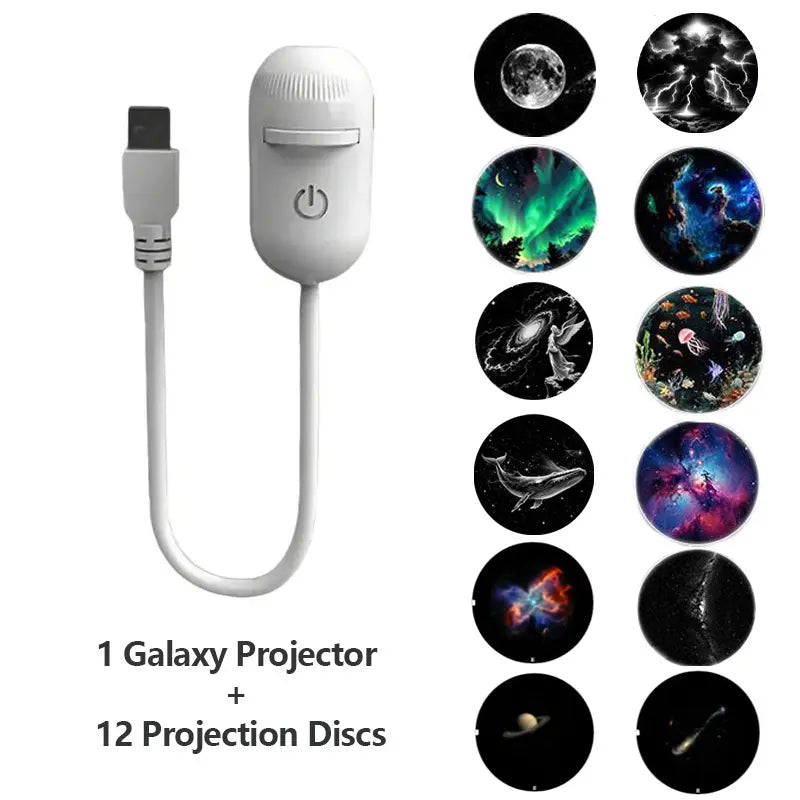 Galaxy Projector 2-In-1 Starry Sky Projector & Night Light USB Galaxy Projector Night Light for Bedroom Hallway Ceiling Decor (1 Light+3 Pcs)
