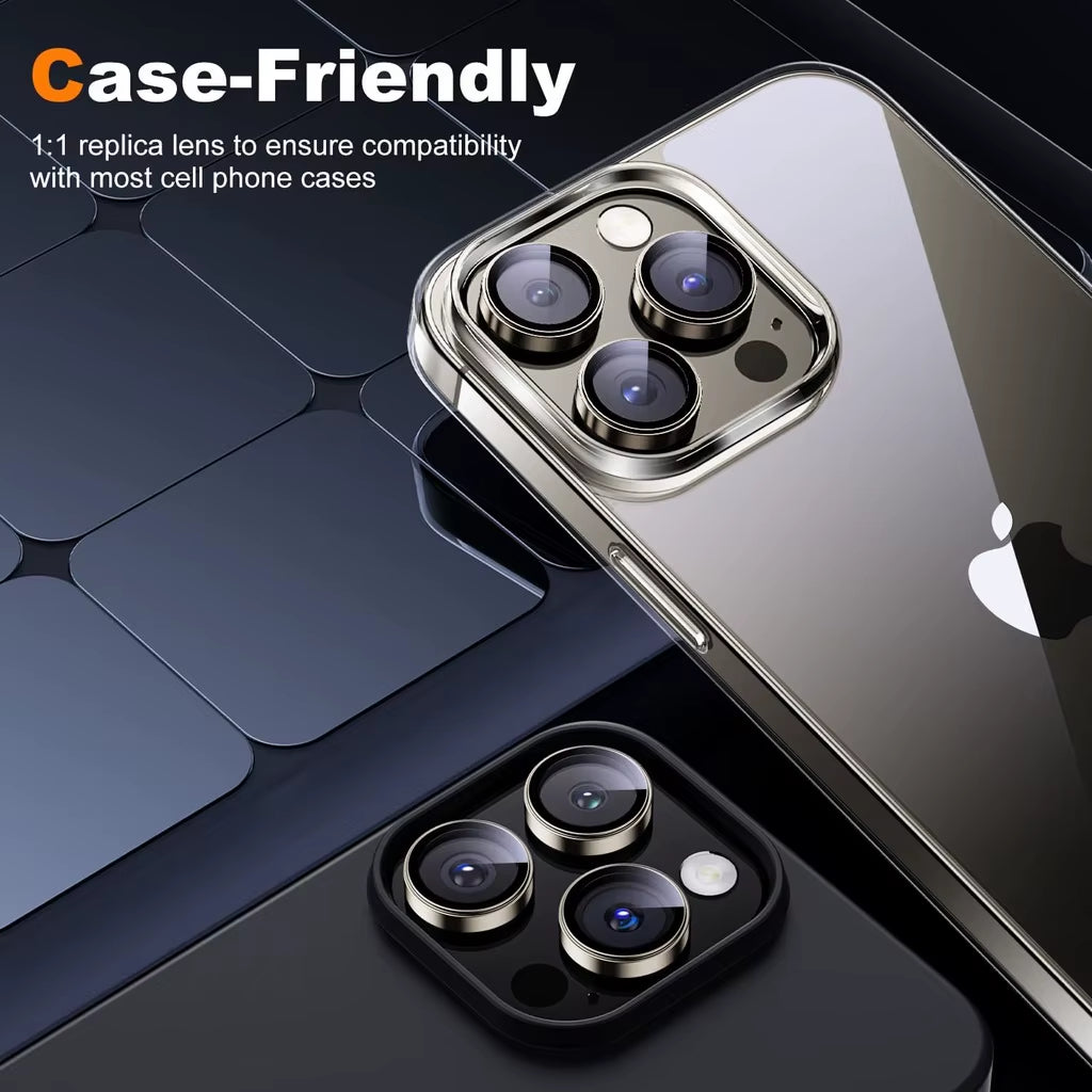 Metal Camera Lens Protector for Iphone 15 Pro Max [Keep Lens Original Design] 9H Tempered Glass Camera Cover for Iphone 15 Pro