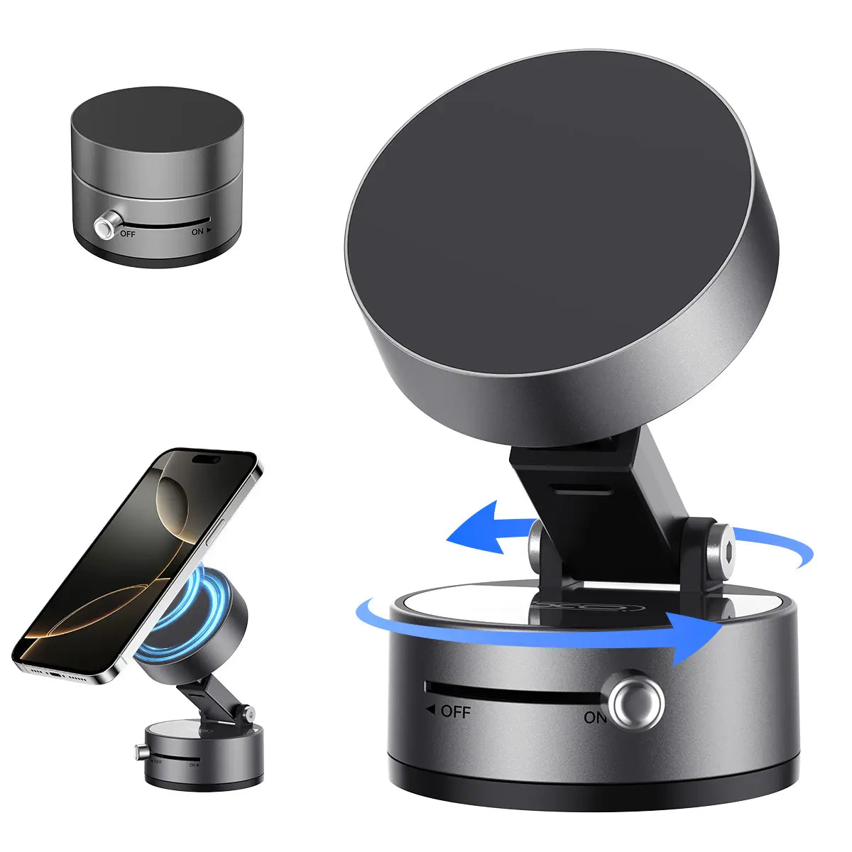 Vacuum Magnetic Suction Phone Holder,Xo Upgraded 360° Adjustable Suction Cup Car Phone Mount,Hands-Free Cell Phone Holder for Car/Gym/Mirror/Smooth Surface,Compatible with Iphone 17/16/15/14/13/12 Series