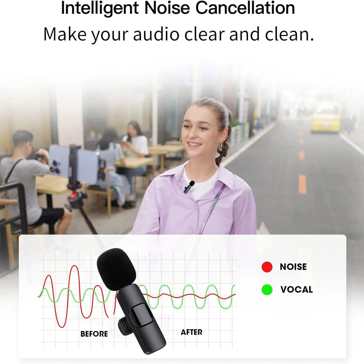 Hitozon Wireless Mini Microphone for Iphone 15/16/17, Ipad, Android, Wireless Lavalier Microphone with Noise Reduction, Portable USB C Lapel Mic for Video Recording, Vlog, Tiktok, Youtube,Summerwins
