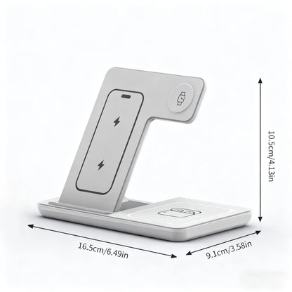 3-In-1 Wireless Charging Station, Fast Multifunctional Charger Stand for Iphone 17 to 11 Series, Apple Watch 11 to 1 Series, and Airpods 4/3 Pro, Portable, Foldable, Travel-Ready Charging Accessory