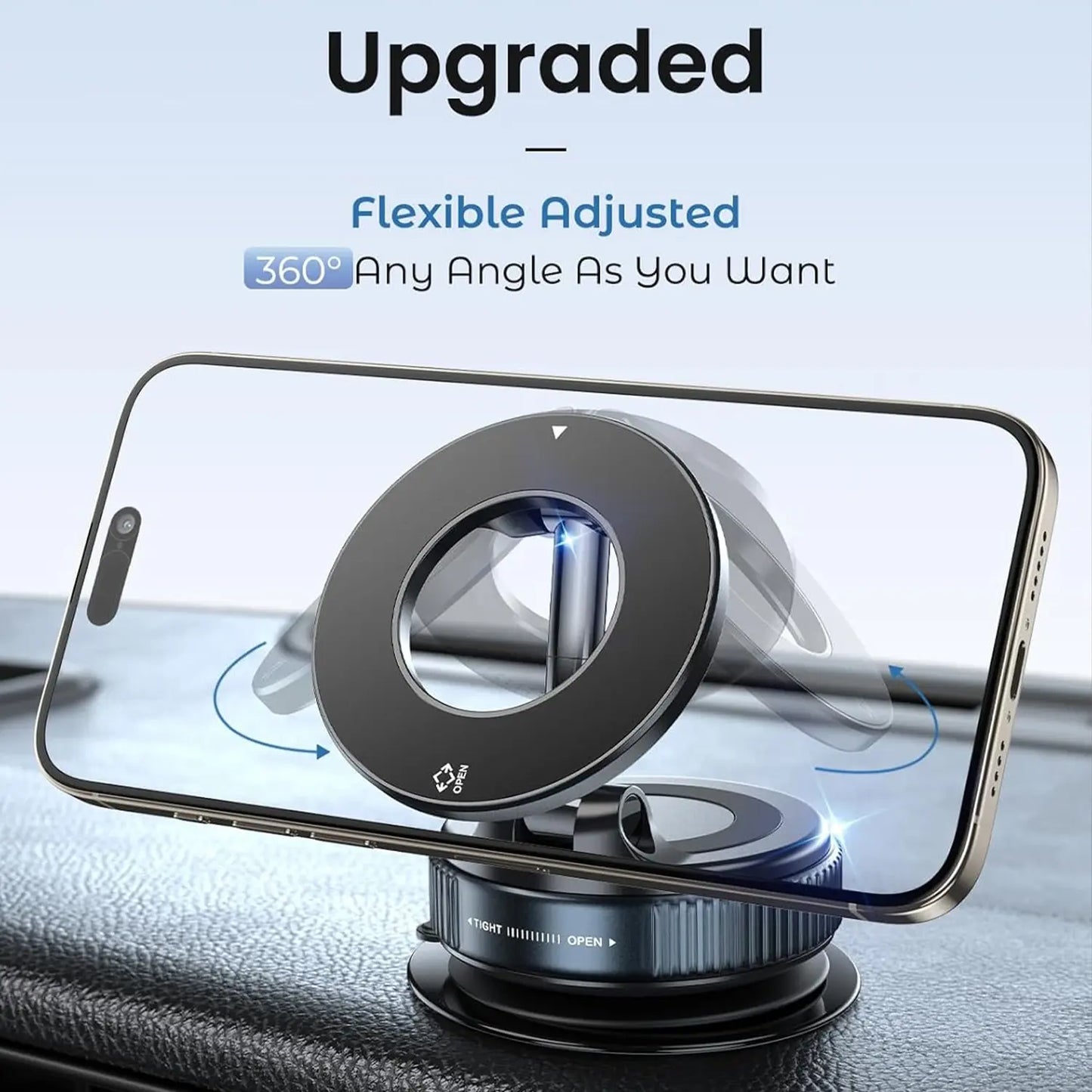 Magnetic Suction Cup Phone Holder, 360° Adjustable Magnetic Cell Phone Mount, Pocket-Sized Foldable Portable Phone Holder for All Smartphones, Cellphone Stand, Phone Holder for Car, Magnetic Phone Holders