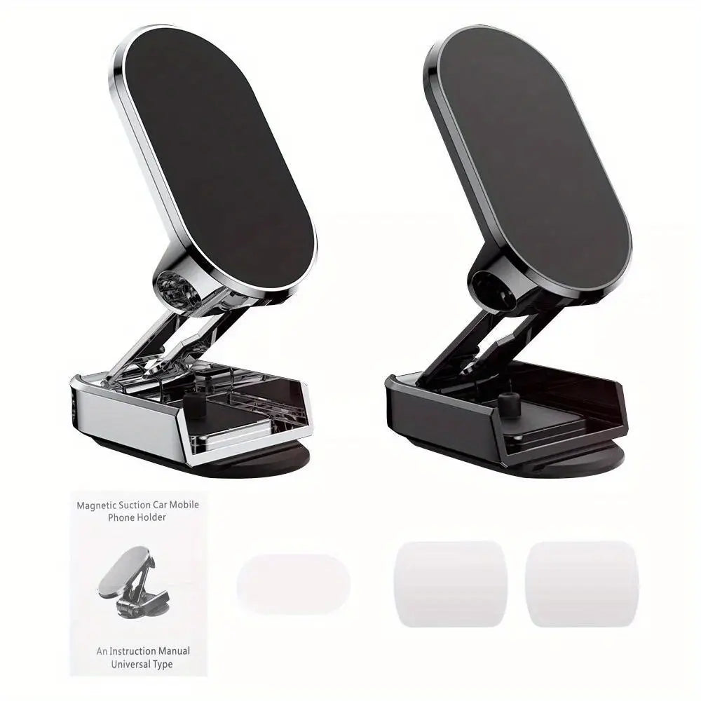 2Pcs Alloy 360° Rotatable Magnetic Car Phone Mount, Foldable Vehicle Phone Holder, Magnetic Phone Mount
