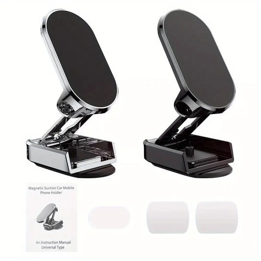 2Pcs Alloy 360° Rotatable Magnetic Car Phone Mount, Foldable Vehicle Phone Holder, Magnetic Phone Mount