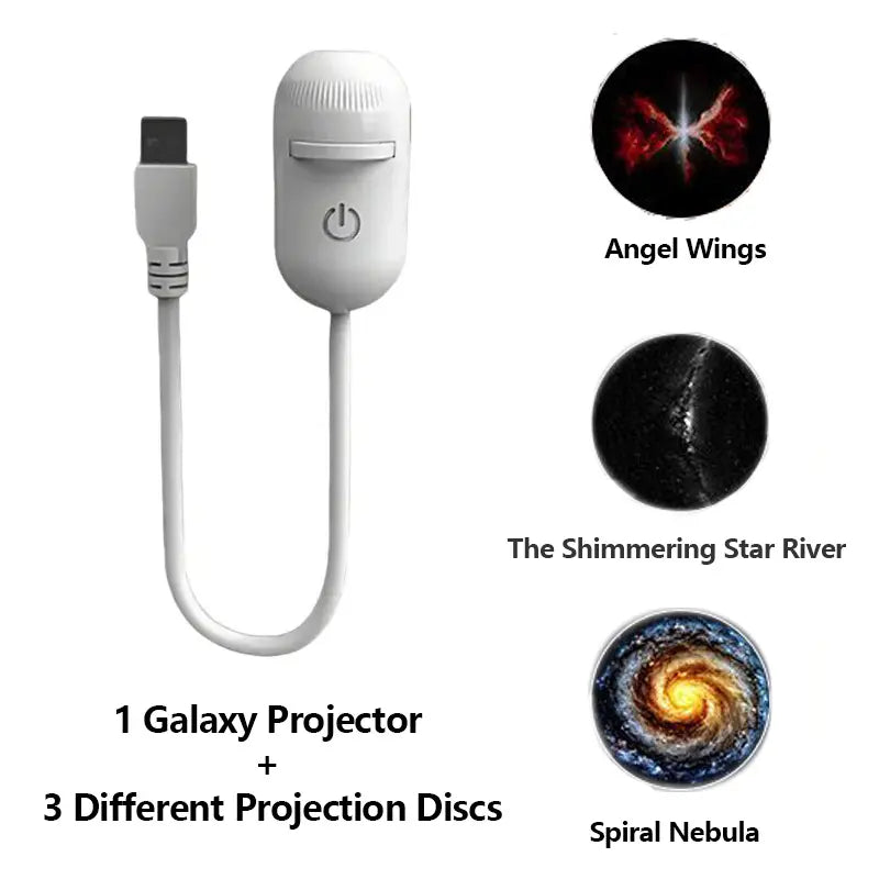 Galaxy Projector 2-In-1 Starry Sky Projector & Night Light USB Galaxy Projector Night Light for Bedroom Hallway Ceiling Decor (1 Light+3 Pcs)
