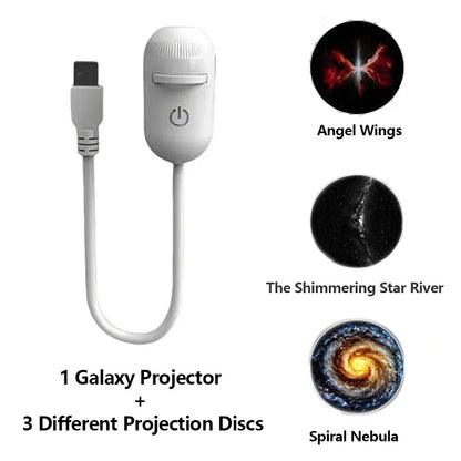 Galaxy Projector 2-In-1 Starry Sky Projector & Night Light USB Galaxy Projector Night Light for Bedroom Hallway Ceiling Decor (1 Light+3 Pcs)