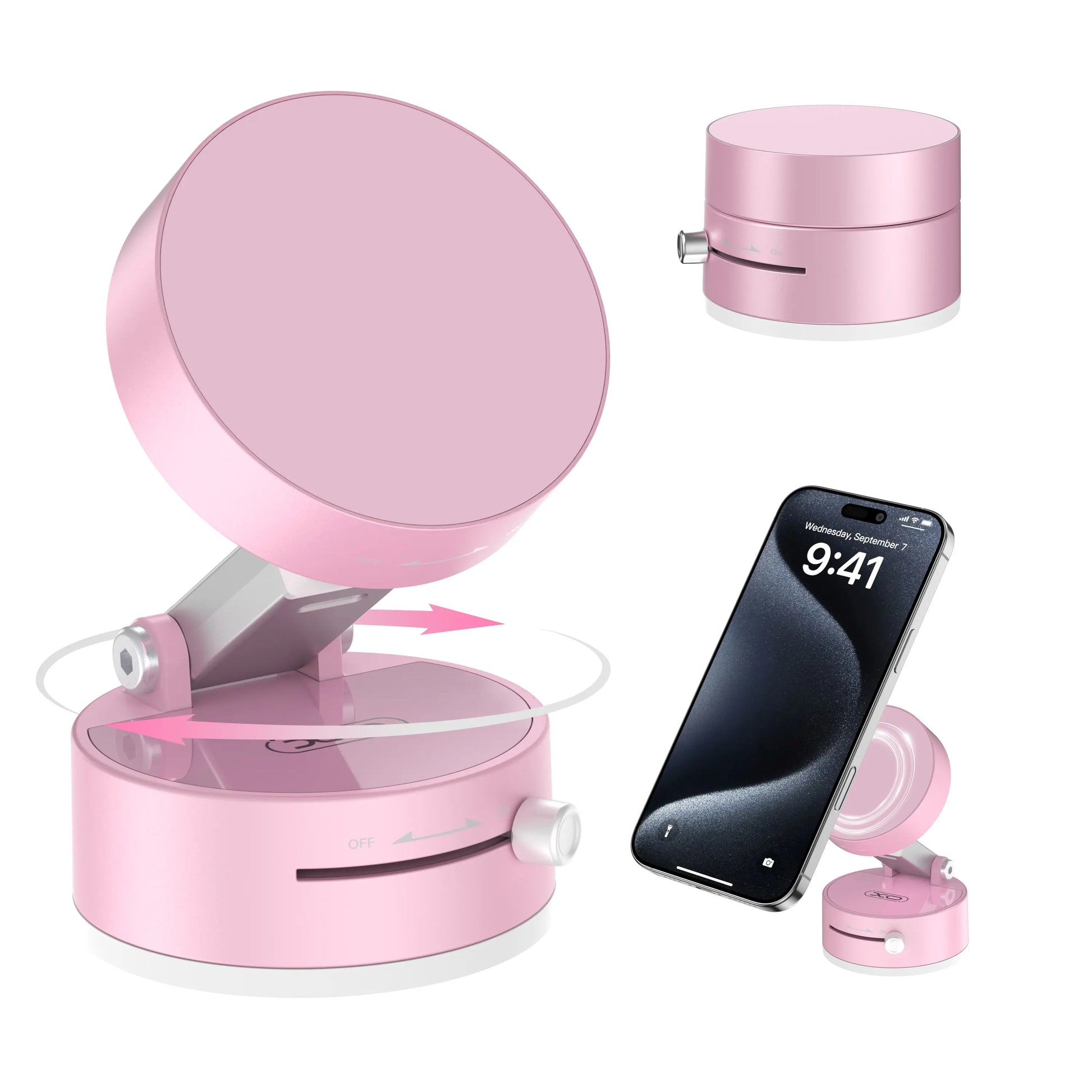 Vacuum Magnetic Suction Phone Holder,Xo Upgraded 360° Adjustable Suction Cup Car Phone Mount,Hands-Free Cell Phone Holder for Car/Gym/Mirror/Smooth Surface,Compatible with Iphone 17/16/15/14/13/12 Series