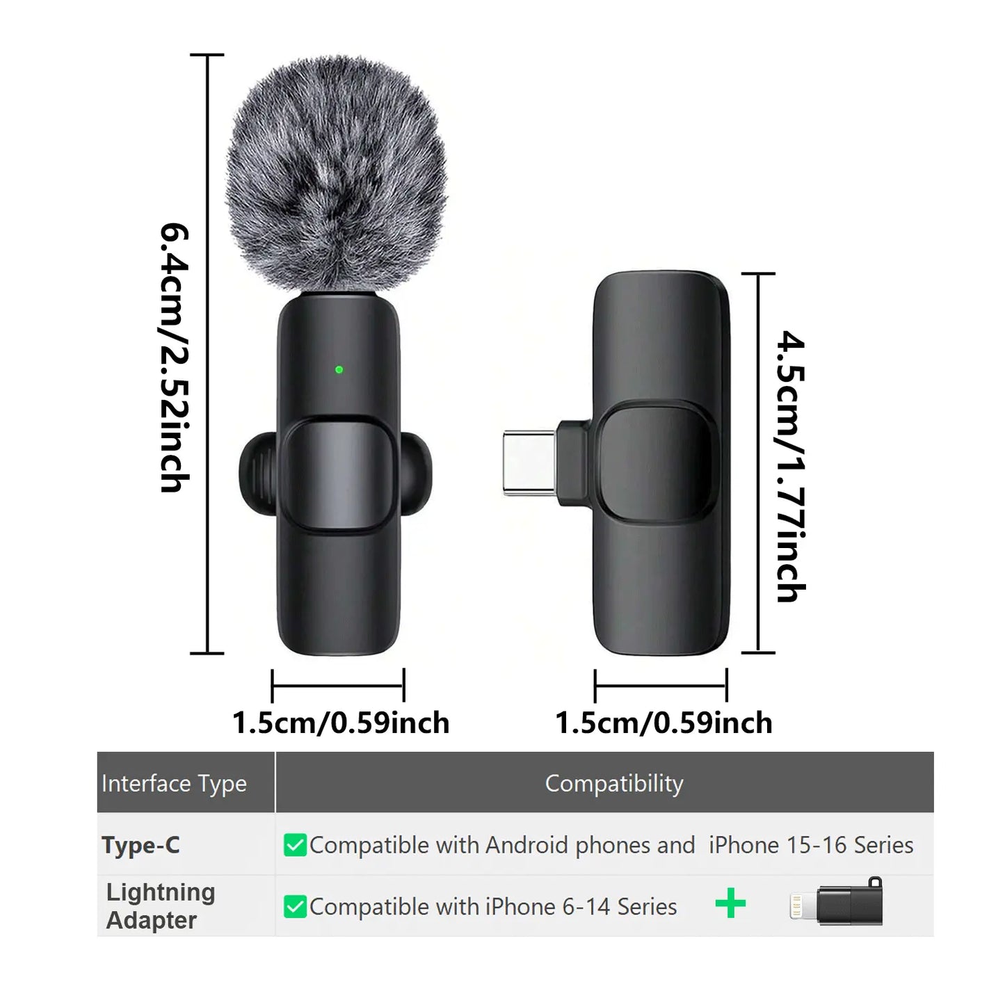 Hitozon Wireless Mini Microphone for Iphone 15/16/17, Ipad, Android, Wireless Lavalier Microphone with Noise Reduction, Portable USB C Lapel Mic for Video Recording, Vlog, Tiktok, Youtube,Summerwins