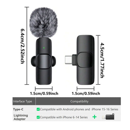 Hitozon Wireless Mini Microphone for Iphone 15/16/17, Ipad, Android, Wireless Lavalier Microphone with Noise Reduction, Portable USB C Lapel Mic for Video Recording, Vlog, Tiktok, Youtube,Summerwins