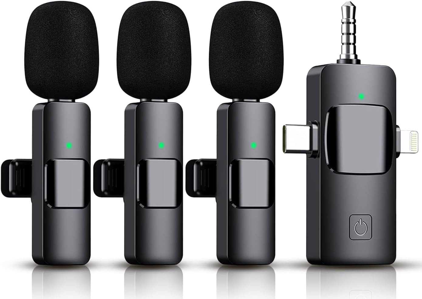 3 in 1 Wireless Lavalier Microphone for Iphone, Ipad, Android, Camera,12-Hour Battery, Mini Noise Reduction Recording Mic 2.4G Ultra-Low Delay, Microphone for Vlog/ Tiktok/Youtube Live Stream( 3 Mic)