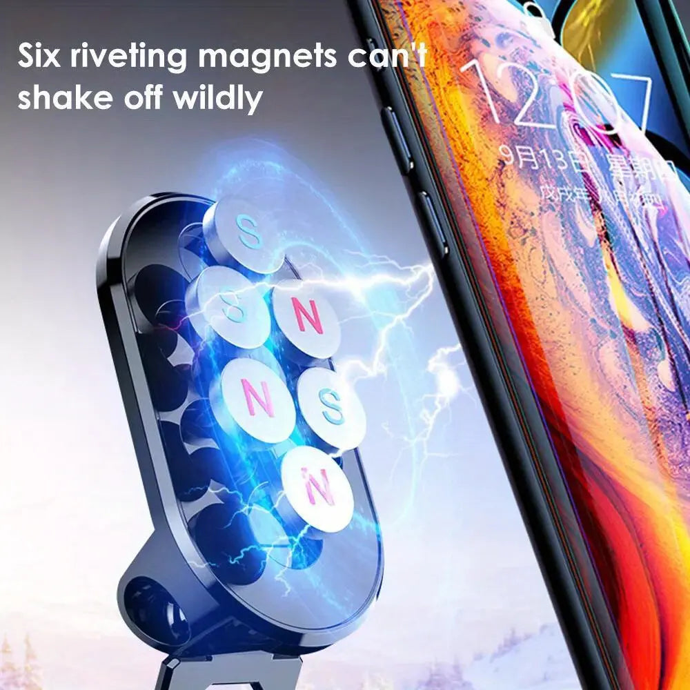 2Pcs Alloy 360° Rotatable Magnetic Car Phone Mount, Foldable Vehicle Phone Holder, Magnetic Phone Mount