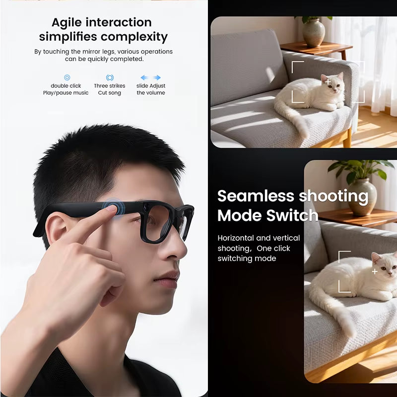 2026 Smart Glasses HD Photo Video Openai Record Translation Touch Photochromic Lenses Bluetooth Call Music Multifunction Glasses