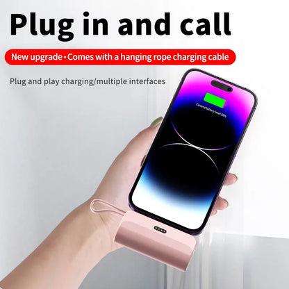 Compact Portable Wireless Rechargeable 5000Mah Emergency Power Bank, Supports Ios and Type-C Output, Large Capacity Battery Pack