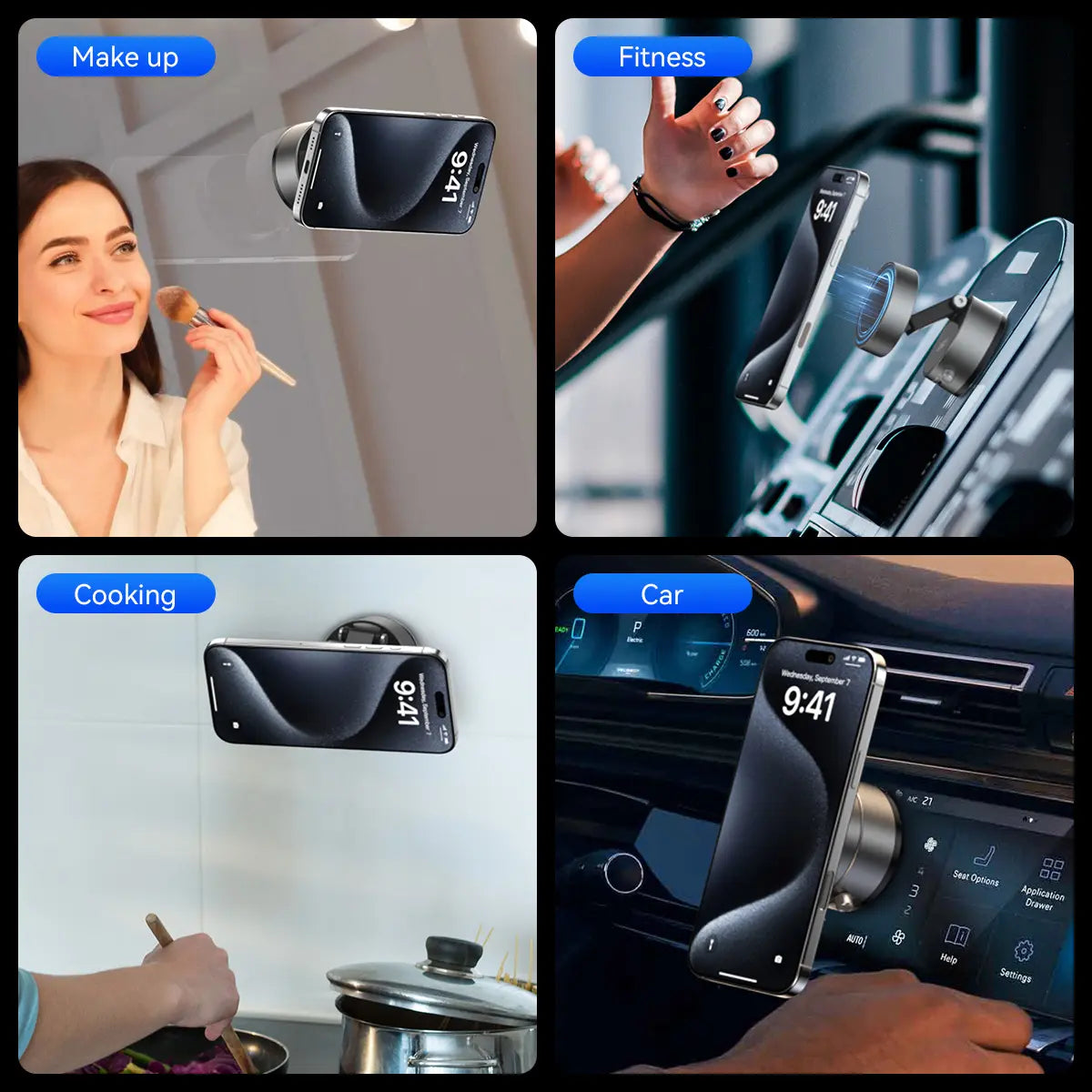 Vacuum Magnetic Suction Phone Holder,Xo Upgraded 360° Adjustable Suction Cup Car Phone Mount,Hands-Free Cell Phone Holder for Car/Gym/Mirror/Smooth Surface,Compatible with Iphone 17/16/15/14/13/12 Series