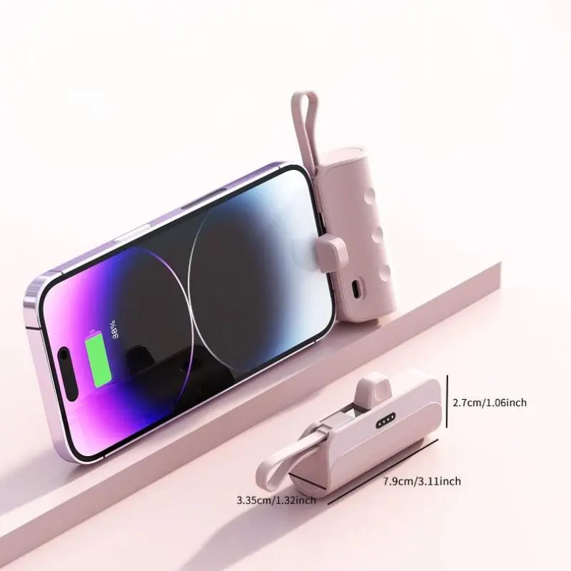 Compact Portable Wireless Rechargeable 5000Mah Emergency Power Bank, Supports Ios and Type-C Output, Large Capacity Battery Pack