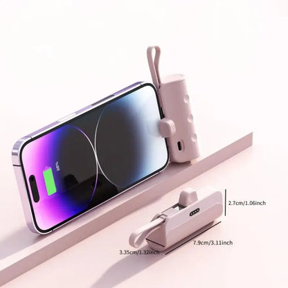 Compact Portable Wireless Rechargeable 5000Mah Emergency Power Bank, Supports Ios and Type-C Output, Large Capacity Battery Pack